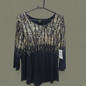 JM Collection Black and Gold Blouse